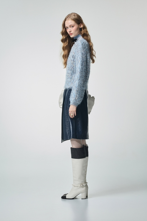 Moonstone Blue Long Sleeve Knit Top,Tops