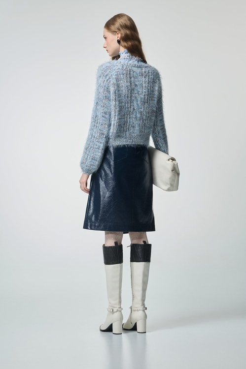 Moonstone Blue Long Sleeve Knit Top,Tops