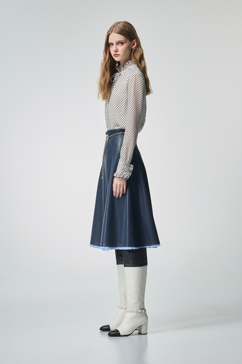 Polka Dot Ruffle Trim Detail Blouse,Tops