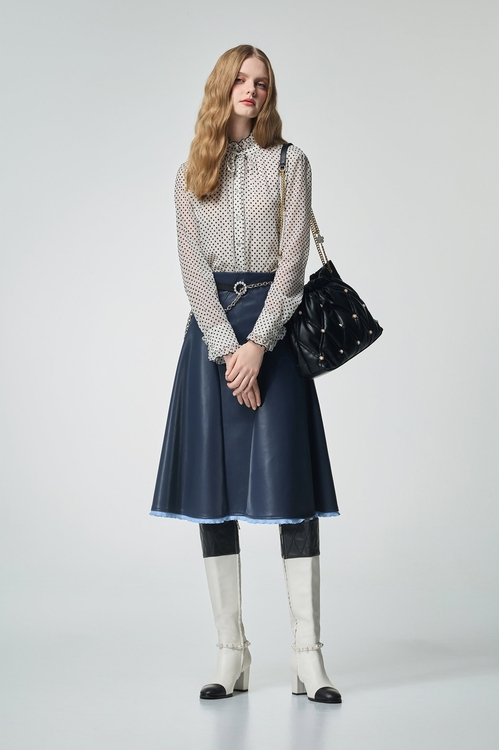 Polka Dot Ruffle Trim Detail Blouse,Tops