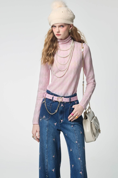 Pink Argyle Pattern Knit Top,,Pink Argyle Pattern Knit Top,Jackets,Outerwear,Season (AW) Look,Season (AW) Look,Tutu skirts,Tops,Hoodie tops,pearl,Season (AW) Look,Tops,Season (AW) Look,Knitted,Knitted tops,Embroidered,Denim,Jeans,Season (AW) Look,pants,Tops,Plaid,Season (AW) Look,Knitted,Knitted tops