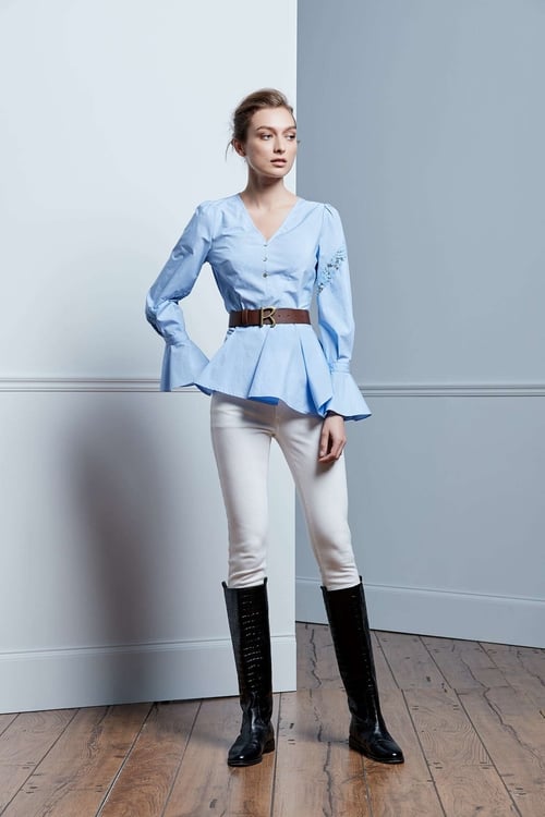 V-neck Pleated Blouse,i Select