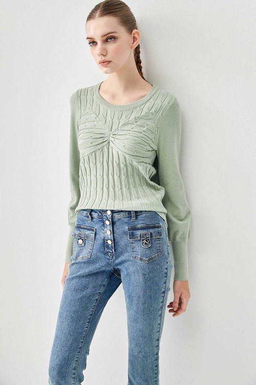 Light Green Fitted Knit Top,relaxrestrictions