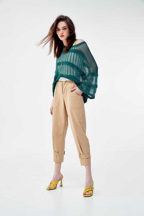 Oversize Translucent Knit Top,comfotism