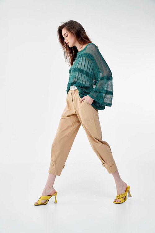 Oversize Translucent Knit Top,comfotism