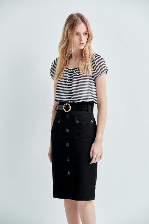 Short Sleeve Black Stripe Top,Cropped tops