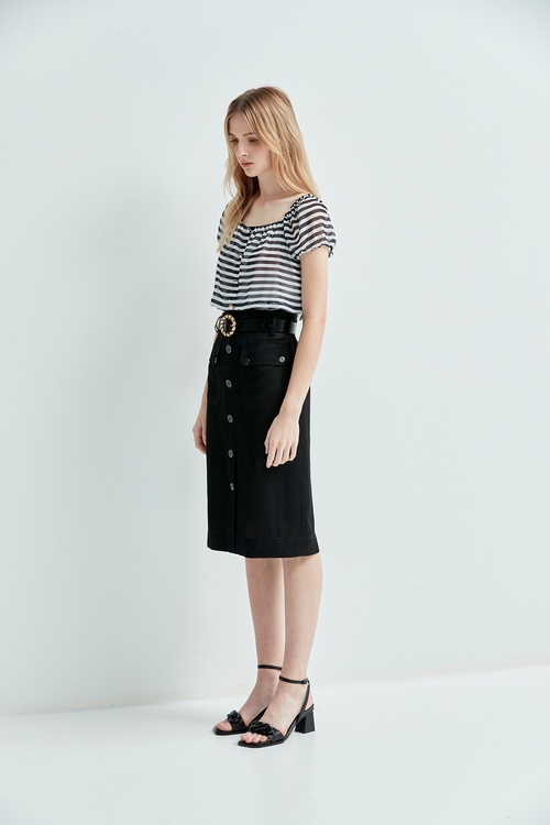 Short Sleeve Black Stripe Top,Cropped tops