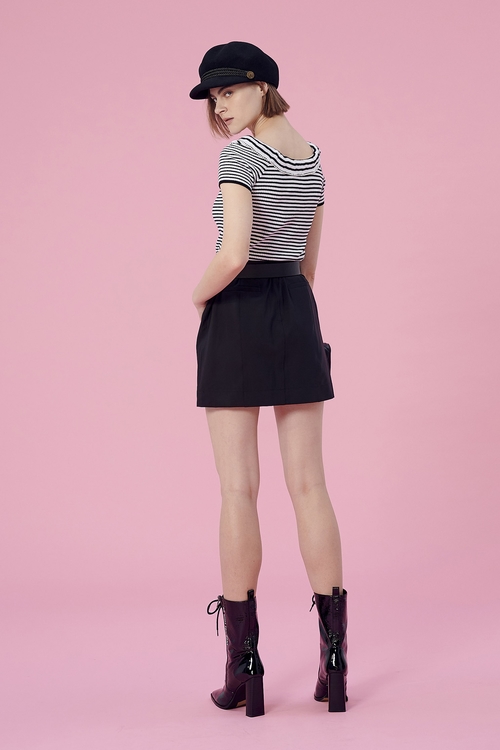 Stripe Knit Top,Short sleeve tops