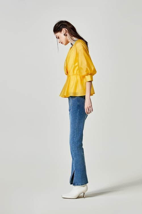 Lantern Sleeve Yellow Top,Under shirts