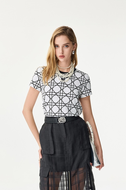 Short Sleeve Geomatric Print Tee,,Short Sleeve Geomatric Print Tee,Jackets,Outerwear,Season (SS) Look,co-ord sets