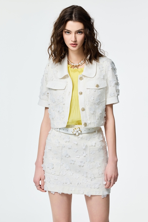 Denim Outerwear With Sequin Floral Detail,Denim Jackets