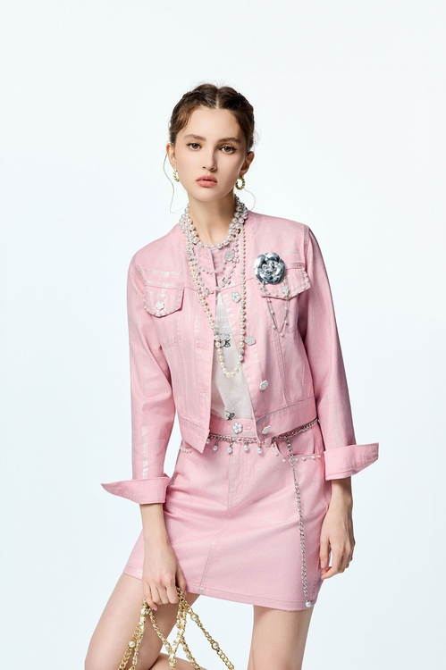 Metallic Sheen Pink Denim Jacket,,Metallic Sheen Pink Denim Jacket,Tops,Season (SS) Look,Embroidered,Outerwear,Season (AW) Look,Valentine,blossoms,Lace,Knitted,Knitted coats,Season (AW) Look,Midi skirts,Outerwear,co-ord sets,Denim,Denim Jackets,pearl,Season (AW) Look,Valentine,Cotton,blossoms