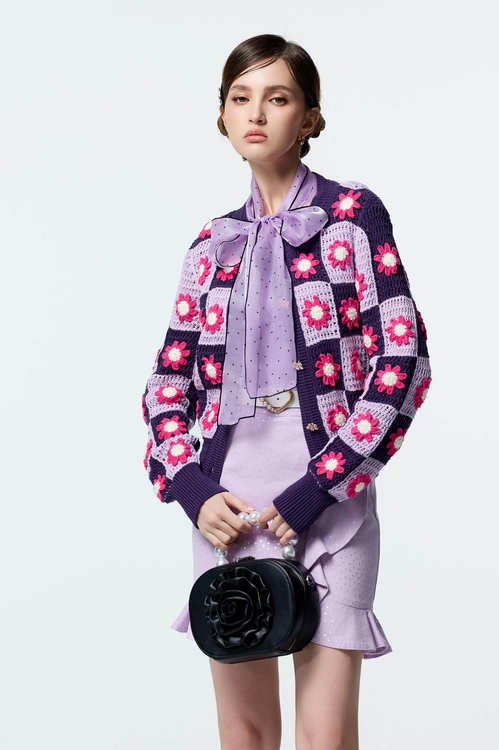 Floral Crochet Knit Patchwork Cardigan,Valentine