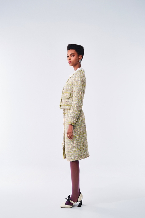 Button Front Tweed Jacket,Jackets