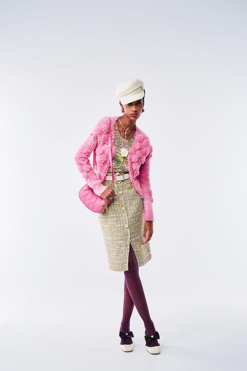 Rose Detail Pink Gradient Knit Jacket,Knitted coats