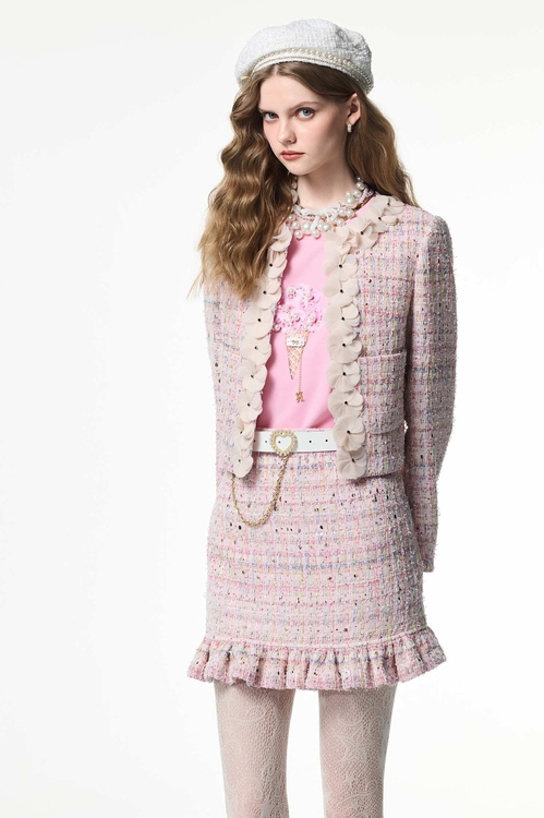 Pink Tweed Sequin Jacket,Valentine
