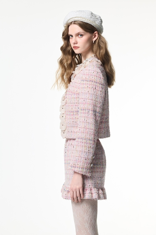 Pink Tweed Sequin Jacket,Valentine