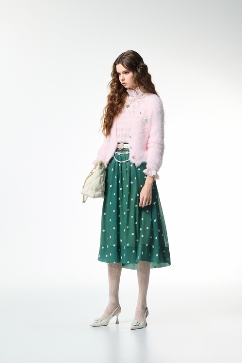 Fux Fur V-neck Cardigan,Knitted