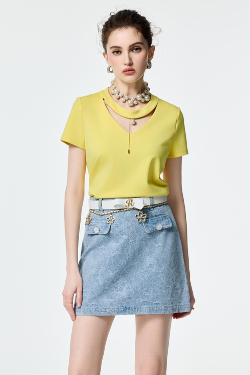 Butterfly Detail Denim Skirt,Denim skirts