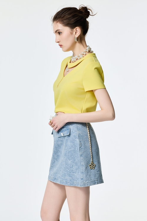 Butterfly Detail Denim Skirt,Denim skirts