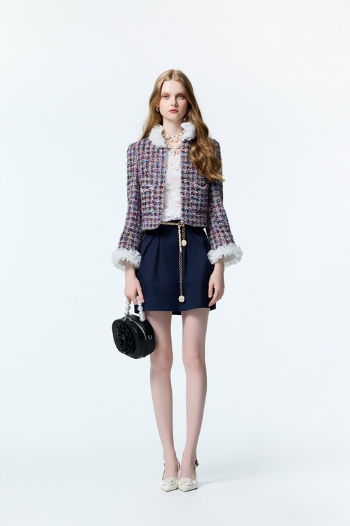 Navy Puff Short Skirt,Valentine