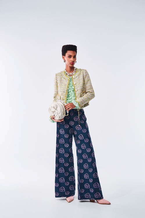 Rose Graphic Wide Leg Jeans,Culottes,Culottes