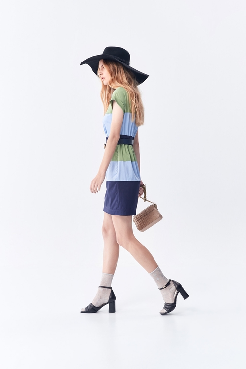 Colour Block Short Sleeve Dress,Outfit of the Day