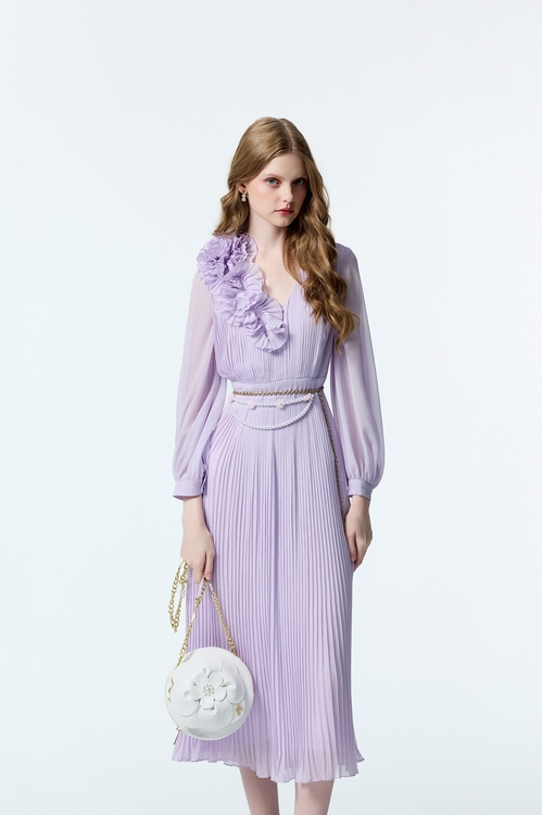 Pleated Ruffle Detail Chiffon Purple Dress,,Pleated Ruffle Detail Chiffon Purple Dress,Mini skirts,Shorts,Season (AW) Look,Valentine,Tutu skirts,Office Looks,Tops,pearl,Season (AW) Look,Valentine,Lace,co-ord sets,Season (AW) Look,Valentine,blossoms,Midi skirts,Chiffon,Chiffon skirts,Chiffon Midi skirts,V-neck dresses,Dresses,cocktaildresses,Evening dresses,Season (AW) Look,blossoms,Maxi dresses,Chiffon