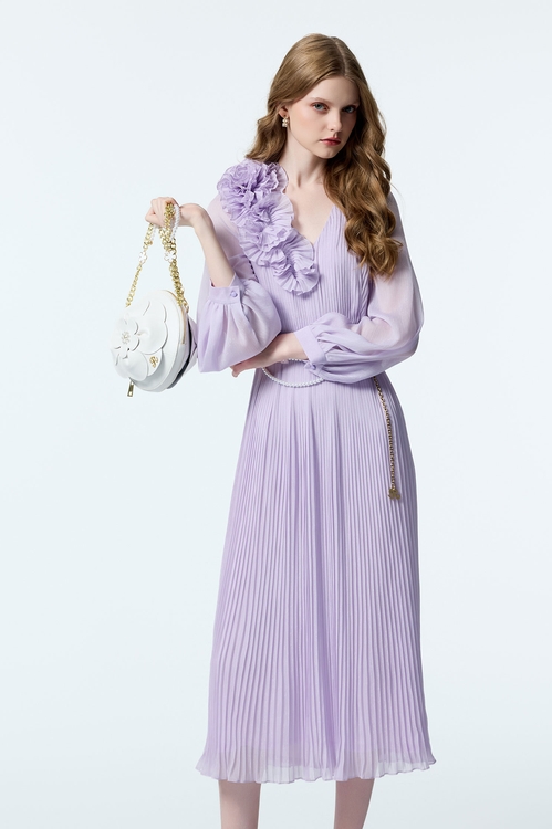 Pleated Ruffle Detail Chiffon Purple Dress,,Pleated Ruffle Detail Chiffon Purple Dress,Mini skirts,Shorts,Season (AW) Look,Valentine,Tutu skirts,Office Looks,Tops,pearl,Season (AW) Look,Valentine,Lace,co-ord sets,Season (AW) Look,Valentine,blossoms,Midi skirts,Chiffon,Chiffon skirts,Chiffon Midi skirts,V-neck dresses,Dresses,cocktaildresses,Evening dresses,Season (AW) Look,blossoms,Maxi dresses,Chiffon