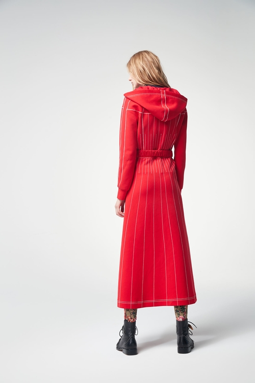 Red Hoodie Long Sleeve Maxi Dress,Casual dresses