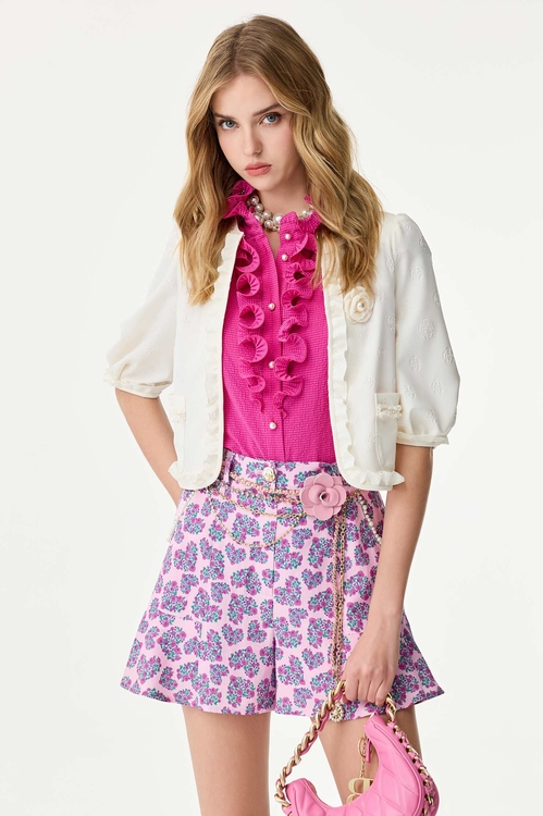 Button Front Fushia Pink Ruffle Vest,,Button Front Fushia Pink Ruffle Vest,Tops,Season (SS) Look,Chiffon,Chiffon tops,T-shirts,Tops,Season (SS) Look,Lace,Tops,Season (SS) Look,bows,sleeveless tops,Tops,Season (SS) Look,Plaid,pearl