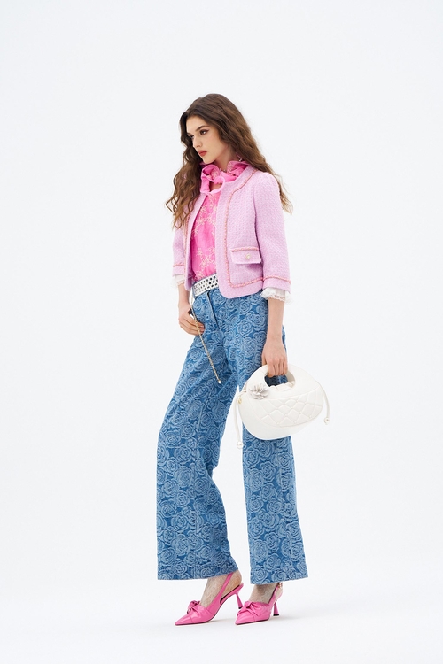 Floral Lace Vest With Ruffle Collar,Tops