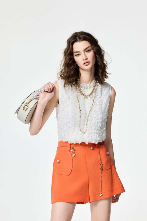 Butterfly Detail Ruffle Lace Vest,sleeveless tops,sleeveless tops,Sleeveless tops,sleeveless tops