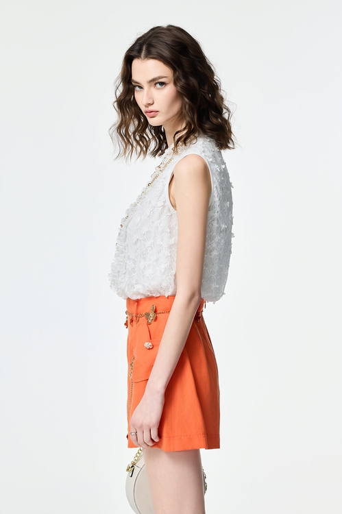 Butterfly Detail Ruffle Lace Vest,sleeveless tops,sleeveless tops,Sleeveless tops,sleeveless tops