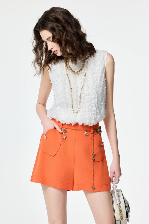 Butterfly Detail Ruffle Lace Vest,sleeveless tops,sleeveless tops,Sleeveless tops,sleeveless tops