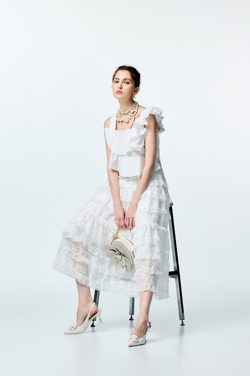 Asymmeric Ruffle Detail Vest,sleeveless tops,sleeveless tops,Sleeveless tops,sleeveless tops