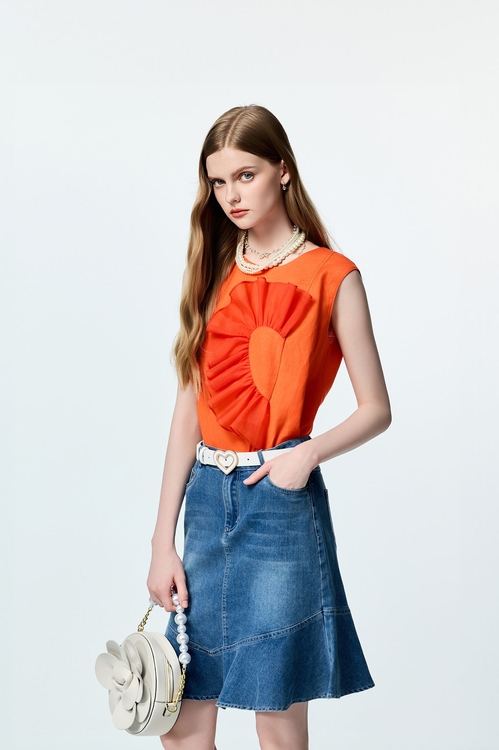 Half Heart Ruffle Detail Vest,sleeveless tops,sleeveless tops,Sleeveless tops,sleeveless tops