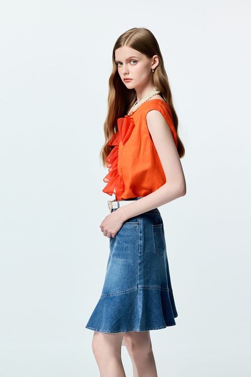 Half Heart Ruffle Detail Vest,sleeveless tops,sleeveless tops,Sleeveless tops,sleeveless tops