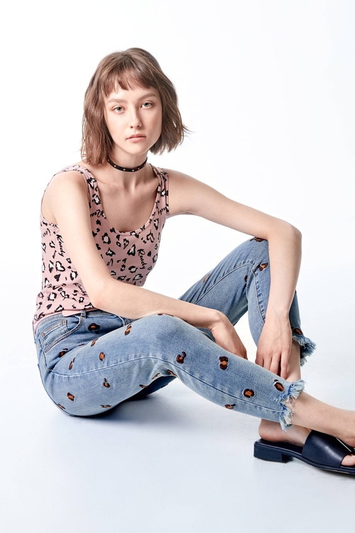 Leopard Print Tank Top,Rayon