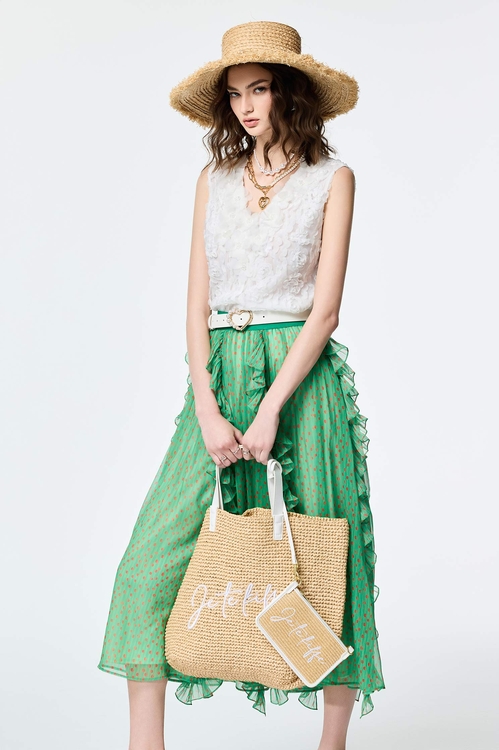 3-D Floral Detail V-neck Vest,sleeveless tops,sleeveless tops,Sleeveless tops,sleeveless tops