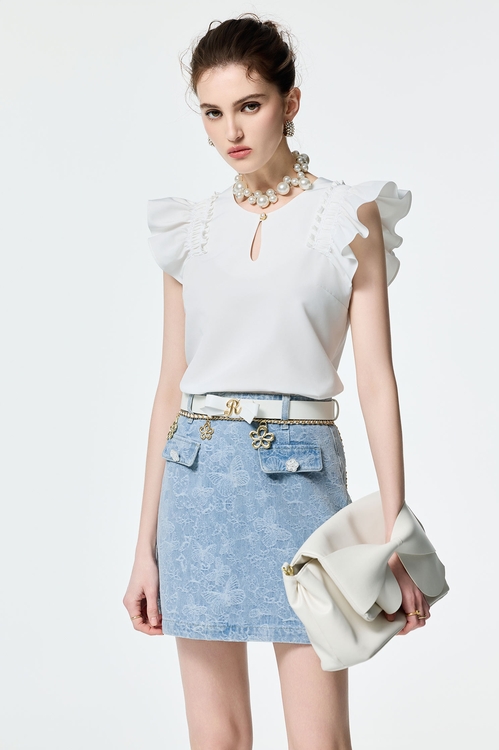 Pleated Ruffle Detail Vest,sleeveless tops,sleeveless tops,Sleeveless tops,sleeveless tops