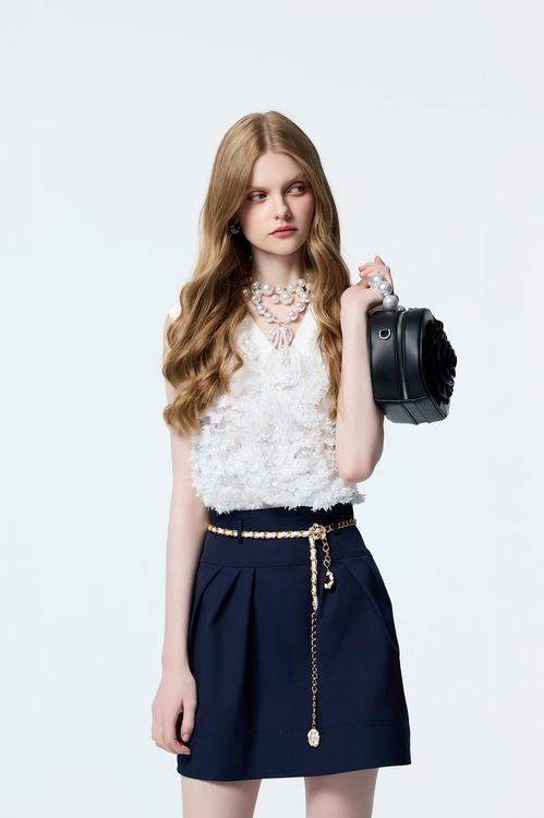 3-D Floral Detail Sequin Vest,Valentine