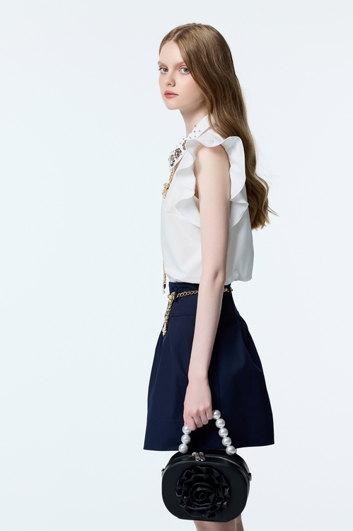 Sequin Collar Ruffle Detail Vest,Valentine