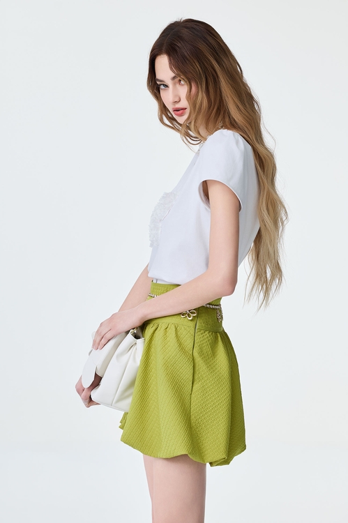 Floral Butterfly Detail Short Sleeve Tee,Tops