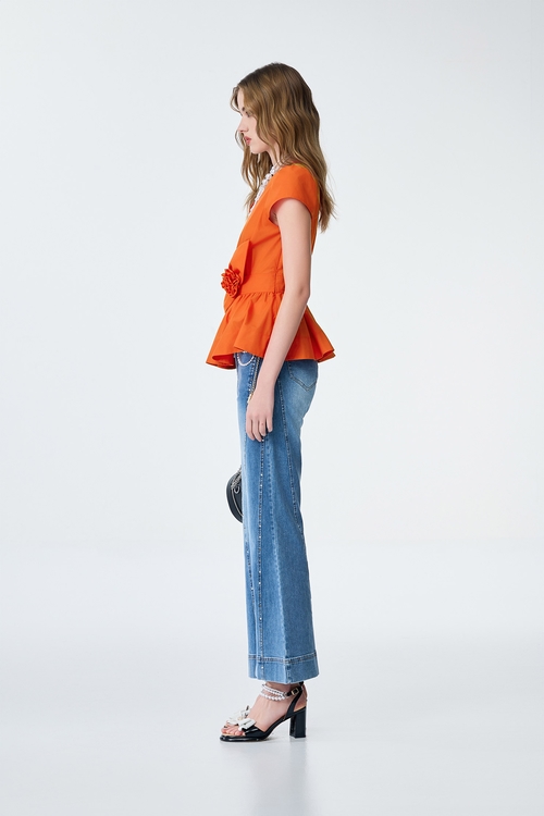 Front Bow Detail Short Sleeve Top,Tops