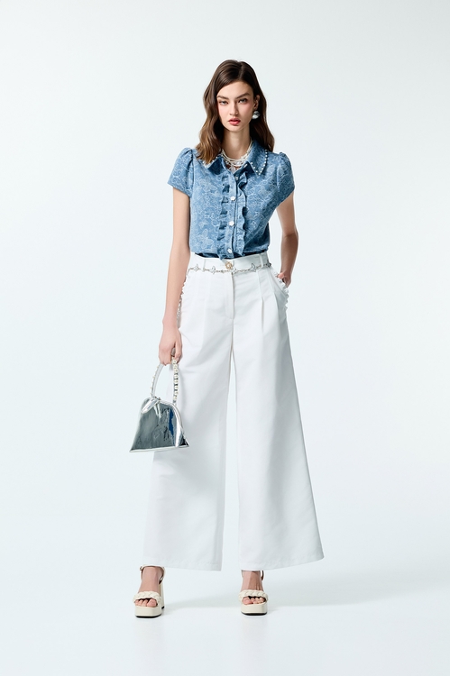 Butterfly Detail Denim Top,Blouses