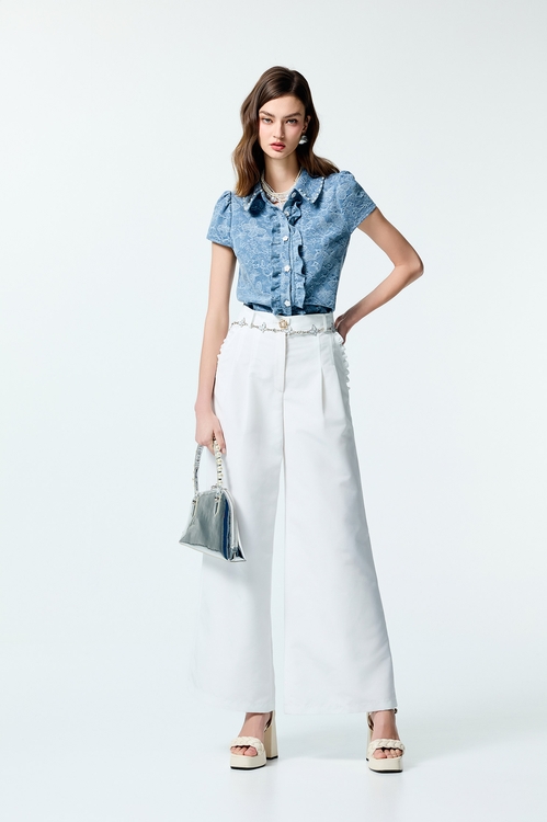Butterfly Detail Denim Top,Blouses