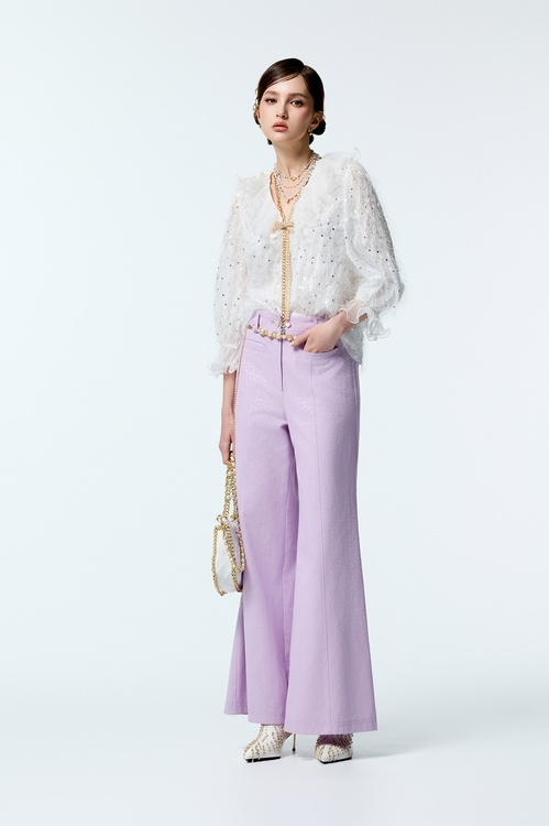 Sequin Fringe Top With Ruffle Detail,Valentine