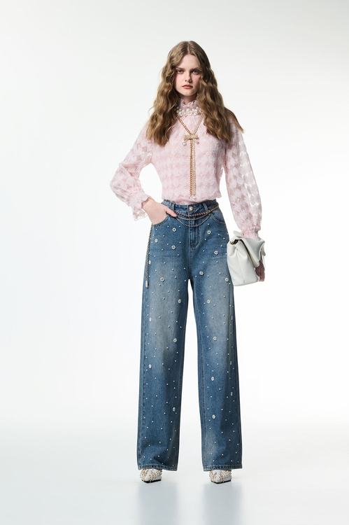 Rose Lace Detail Mesh Top,bestselling