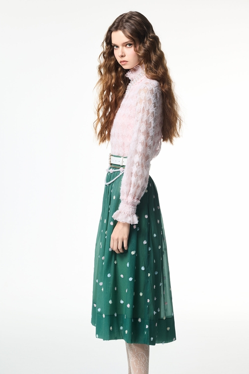 Rose Lace Detail Mesh Top,bestselling